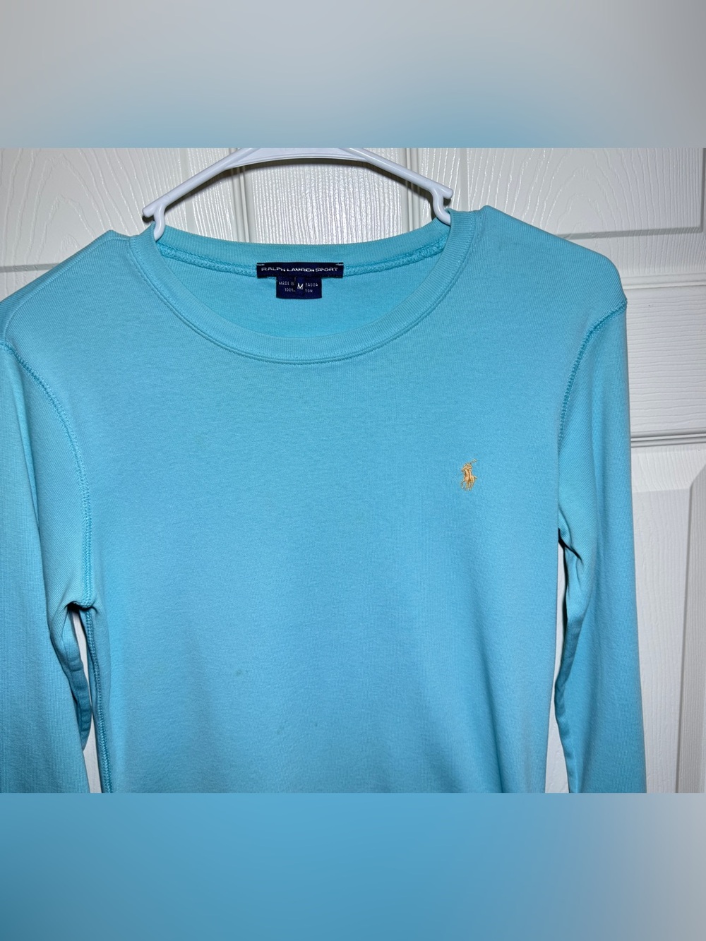 Ralph Lauren Sport Women’s Light Blue Long-Sleeve Crewneck with Pony Logo M